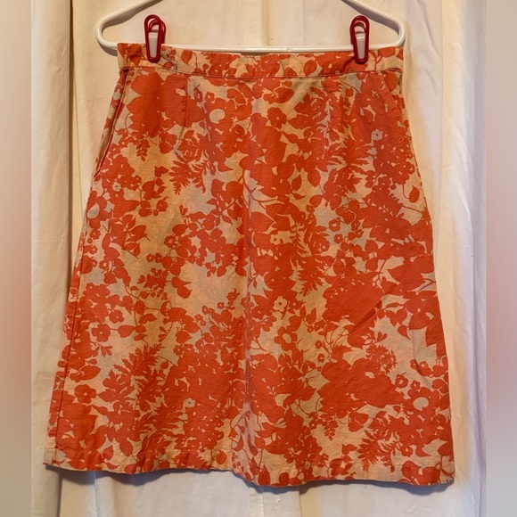 L.L. Bean Classic Fit Linen/Cotton Blend Knit Mini Skirt Womens Sz S Orange/Wht - Picture 1 of 6